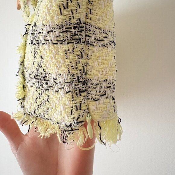 Zara SET Textured Tweed Plaid Crop Top + Skirt Yellow Black Size XS - Picture 10 of 15